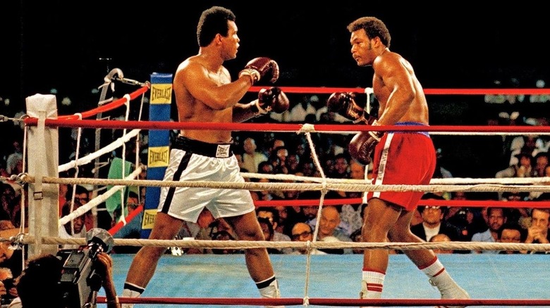 Muhammad Ali fighting George Foreman