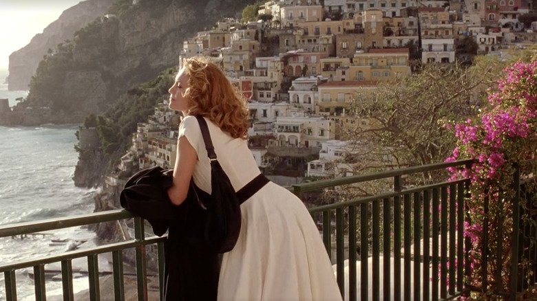 Diane Lane smiling in Positano