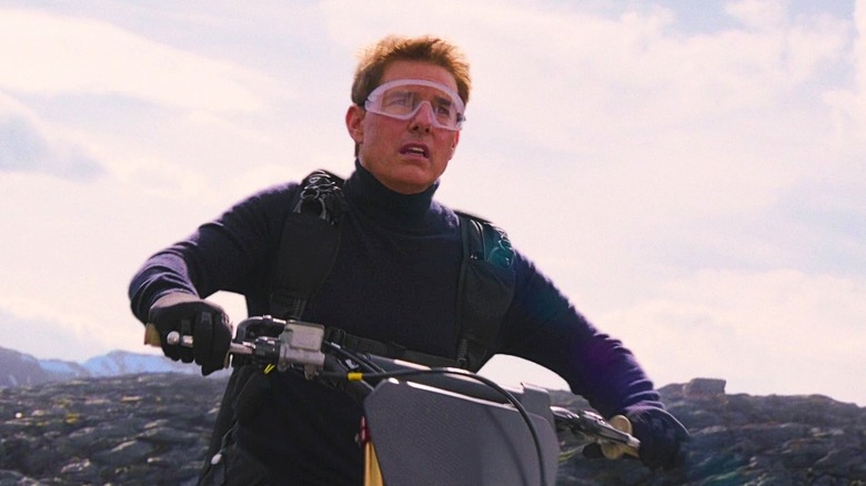 Ethan Hunt worried on motorcycle