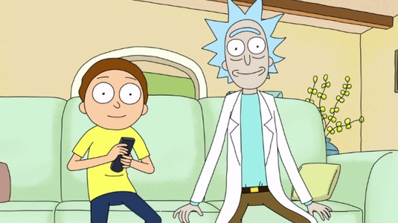 Rick and Morty on couch