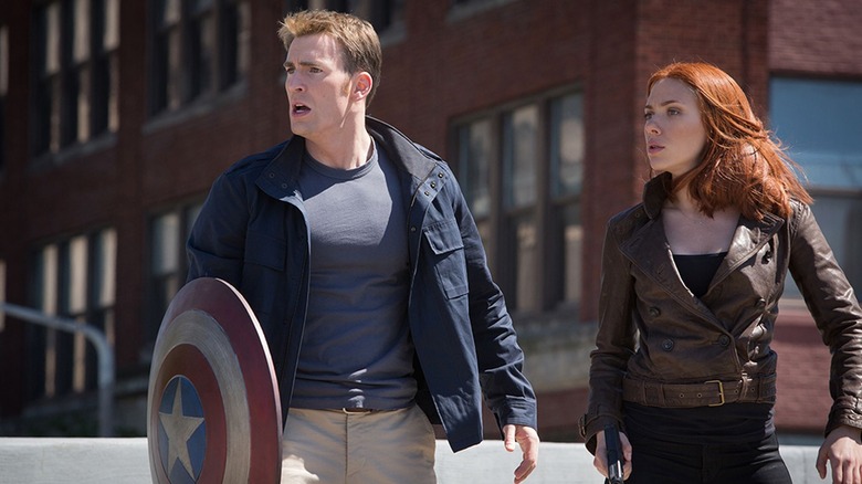 Cap and Natasha on the street