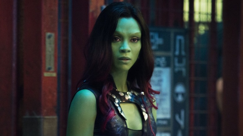 Gamora stares at someone