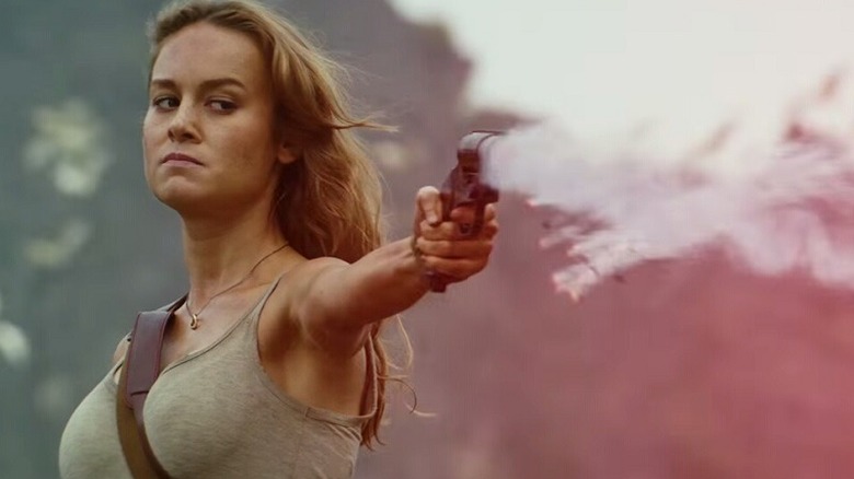 Brie Larson fires gun