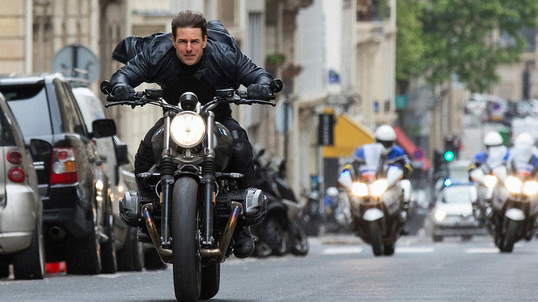 Ethan Hunt on a motorcycle