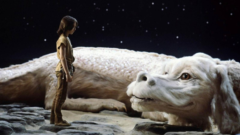 Atreyu and Falcor look at each other