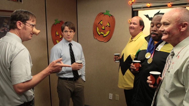 The Dunder Mifflin crew celebrate Halloween