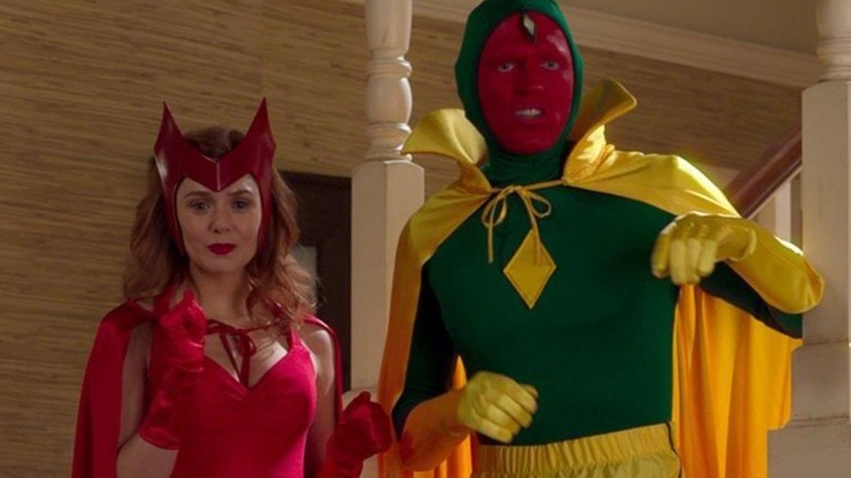 Wanda and Vision dressed up