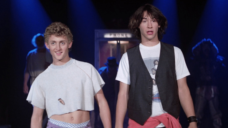 Bill and Ted look dazed on stage