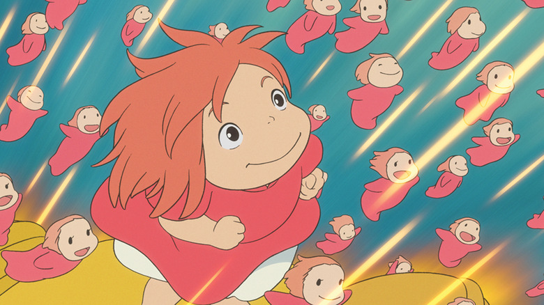 Ponyo in human form with her fish sisters