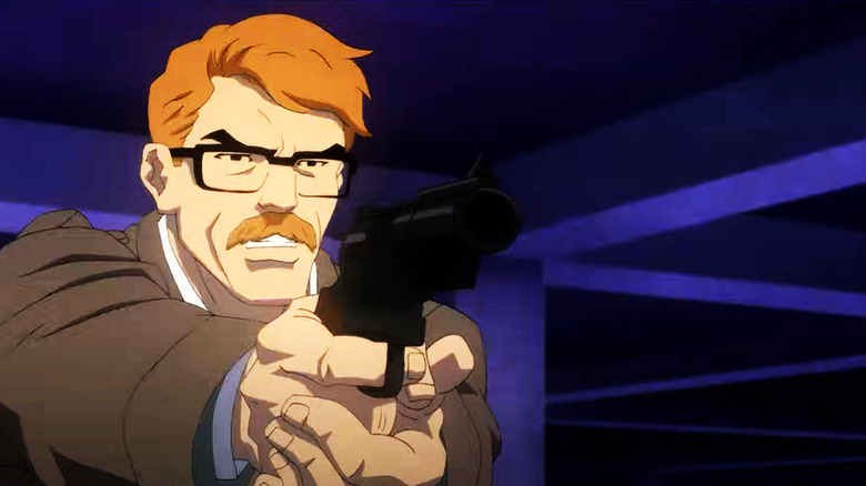 Gordon pointing a revolver