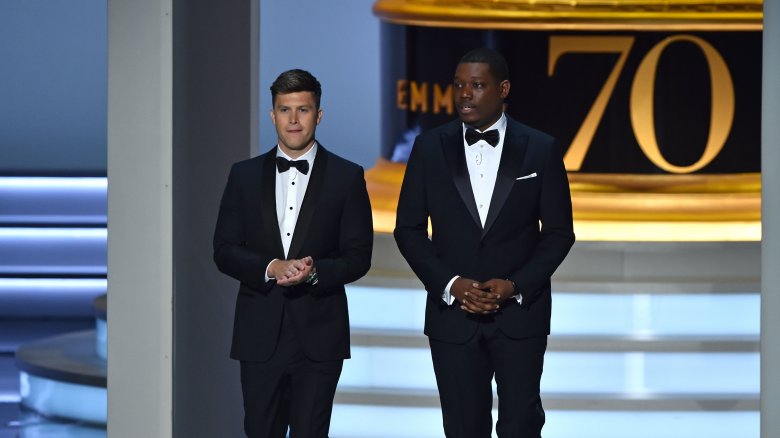 Michael Che and Colin Jost at the Emmys