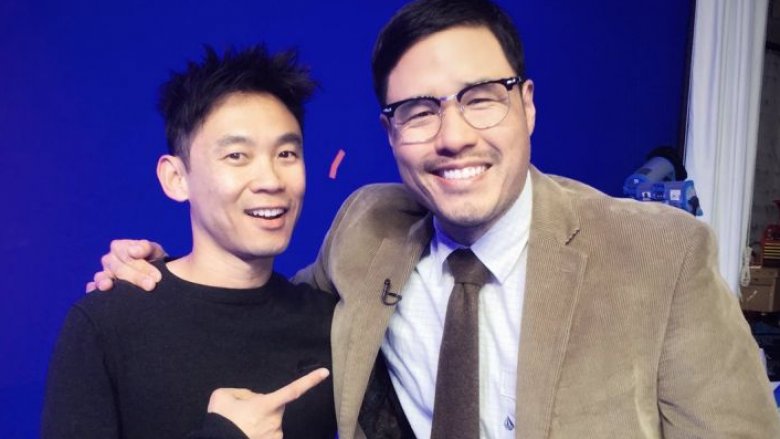 James Wan and Randall Park on the set of Aquaman