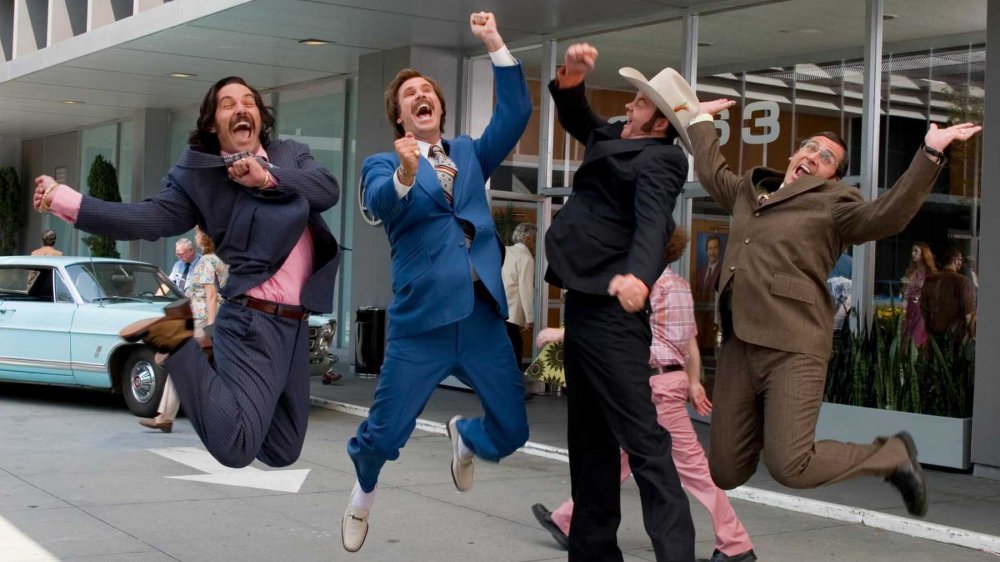 Paul Rudd, Will Ferrell, David Koechner, and Steve Carell in Anchorman