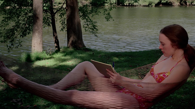 Jennifer lounges in a hammock