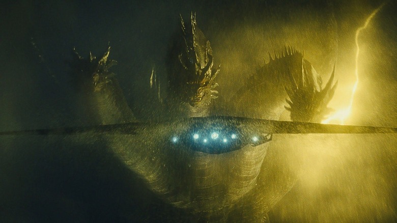 King Ghidorah chasing a plane