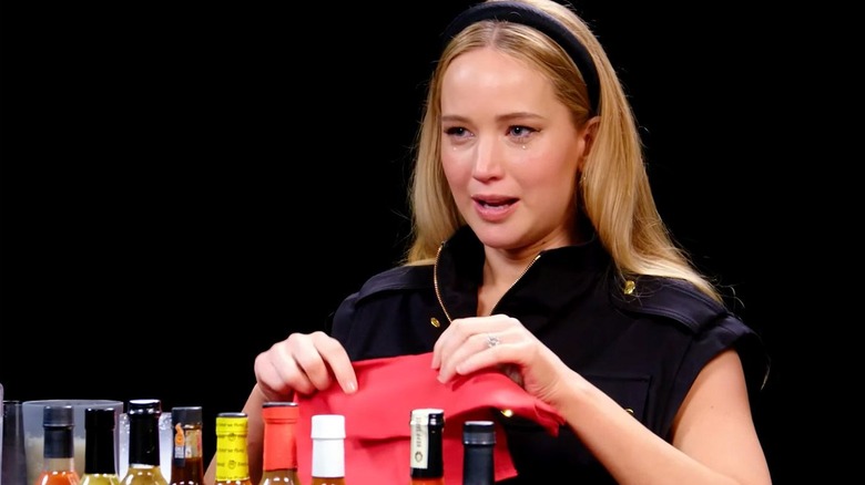 Jennifer Lawrence Hot Ones crying