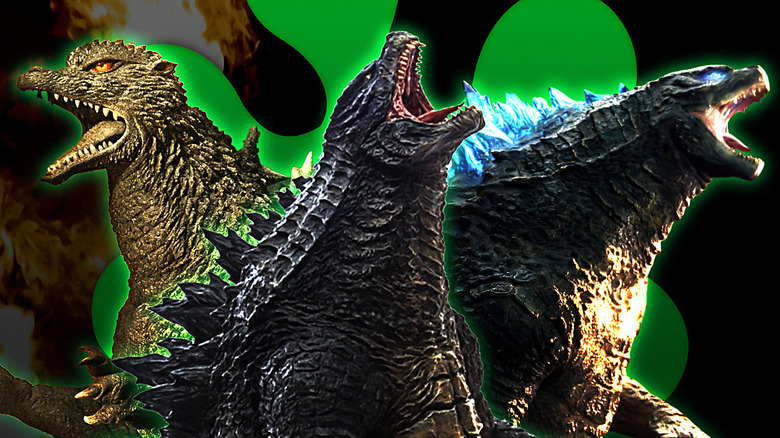 Three Godzillas roaring