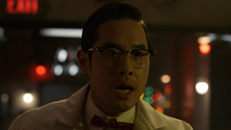 Raymond Lee yelling in glasses