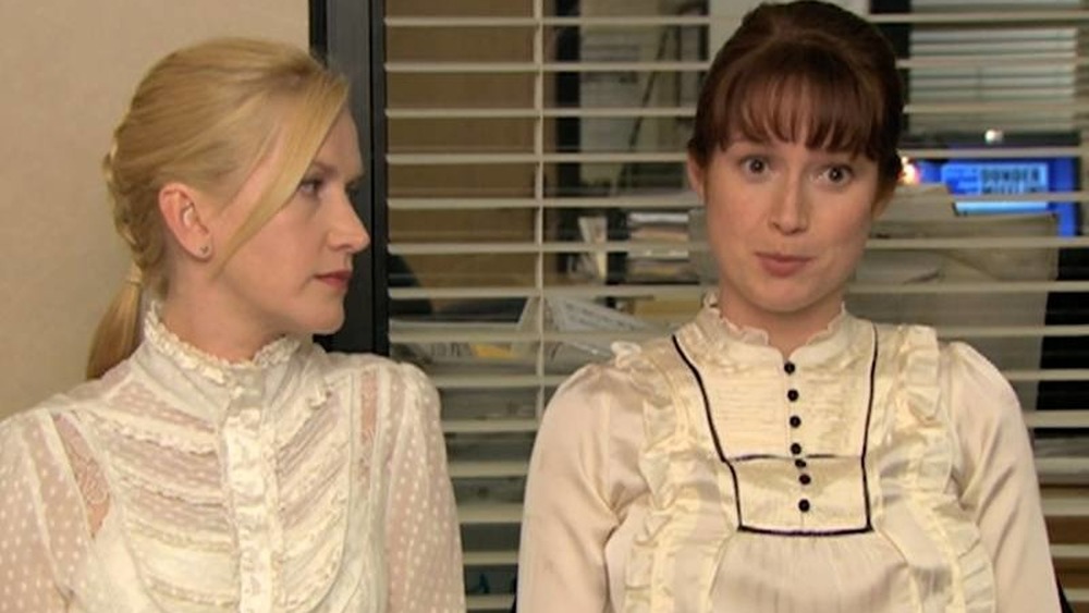 Angela Kinsey as Angela and Ellie Kemper as Erin