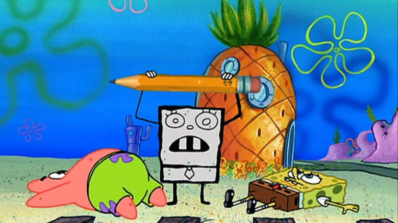 Doodlebob holding pencil