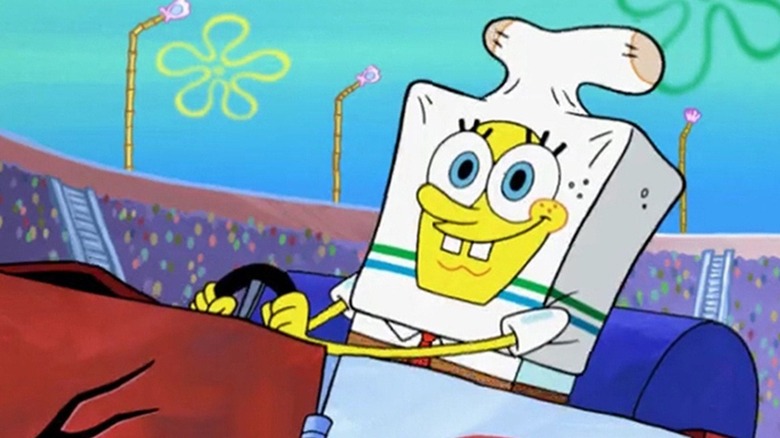 Spongebob with a sock on his head