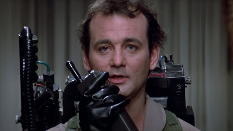 Peter Venkman talks on a radio