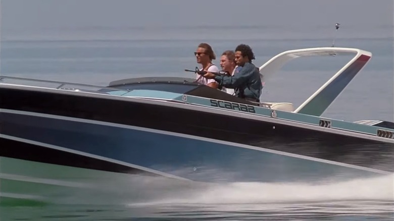 Crockett and Tubbs on a speedboat