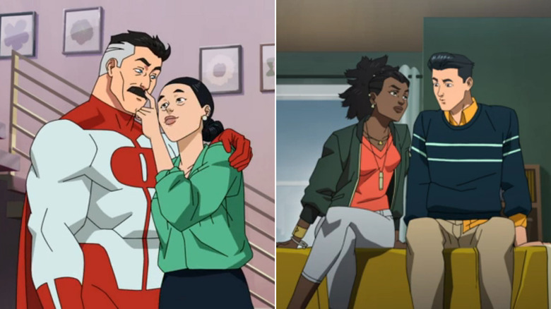 Nolan Grayson / Omni-Man and Debbie Grayson in "Invincible" / Amber Bennett and Mark Grayson / Invincible in "Invincible"