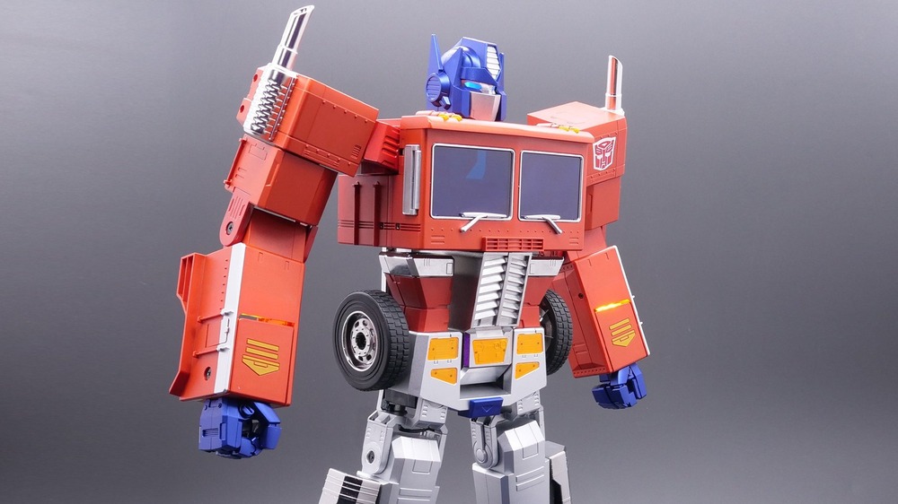 Optimus Prime toy clenches fists