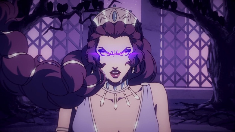 Hera with glowing purple eyes