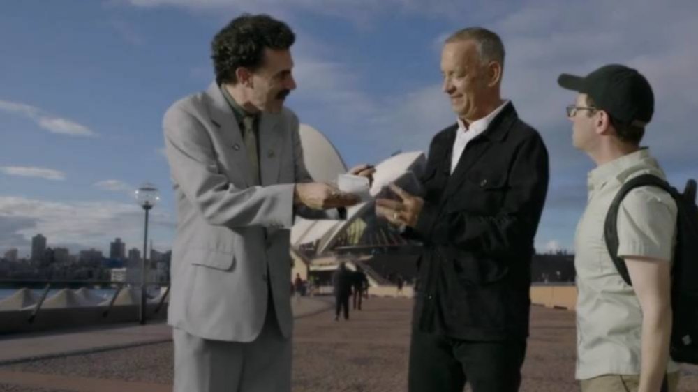 Tom Hanks appears alongside Sacha Baron Cohen in Borat 2