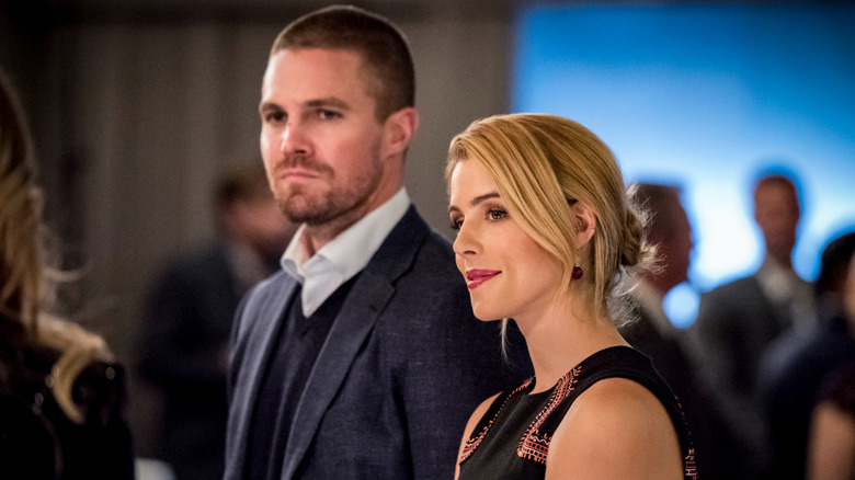 Oliver and Felicity enjoy a party on Arrow