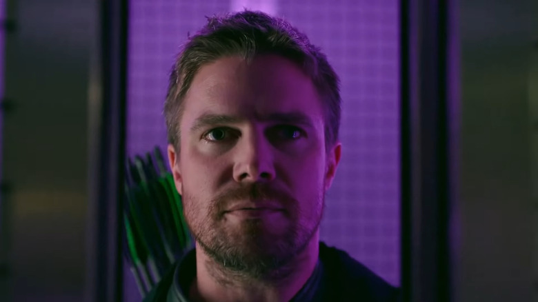 Oliver Queen staring straight ahead