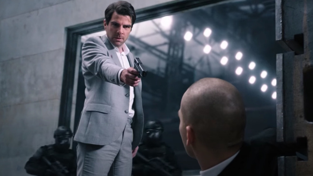 Zachary Quinto pointing gun