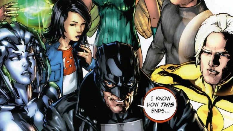 Authority posing, Midnighter saying, "I know how this ends."