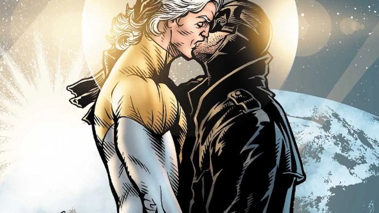 Midnighter and Apollo kissing