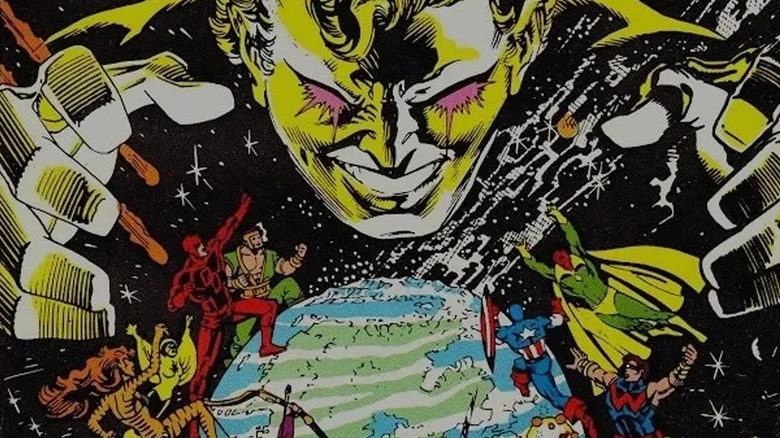 The Beyonder with hands around Battleworld