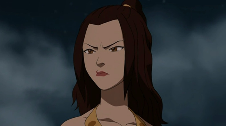 Azula frowning with hair down on Avatar: The Last Airbender