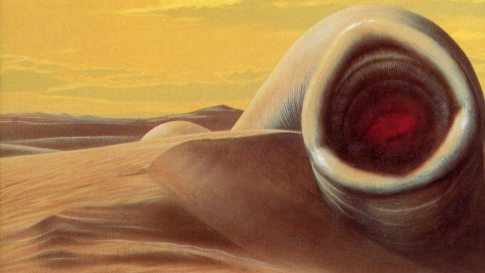 A sandworm on the cover of Heretics of Dune