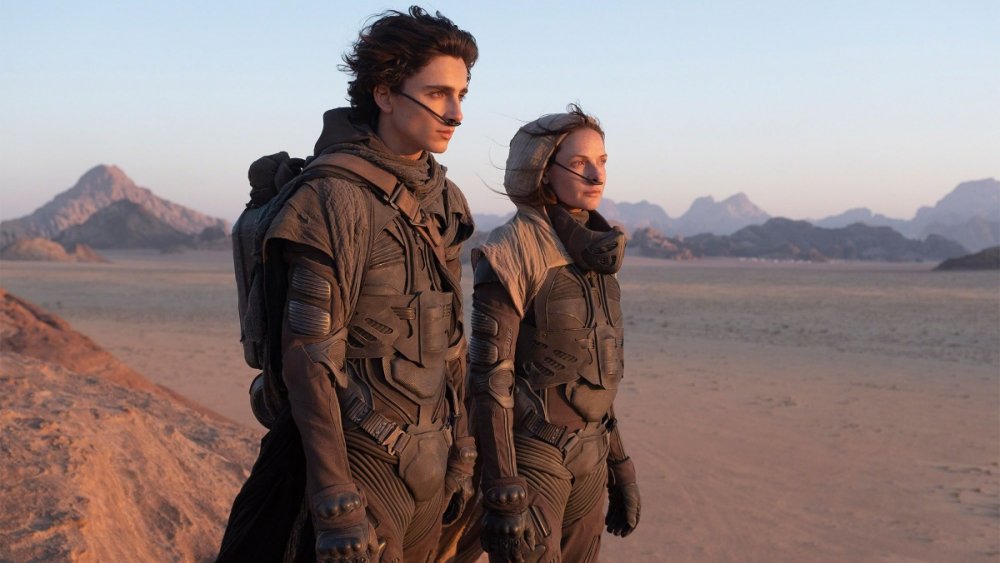 Timothee Chalamet as Paul Atreides and Rebecca Ferguson as Lady Jessica in Dune