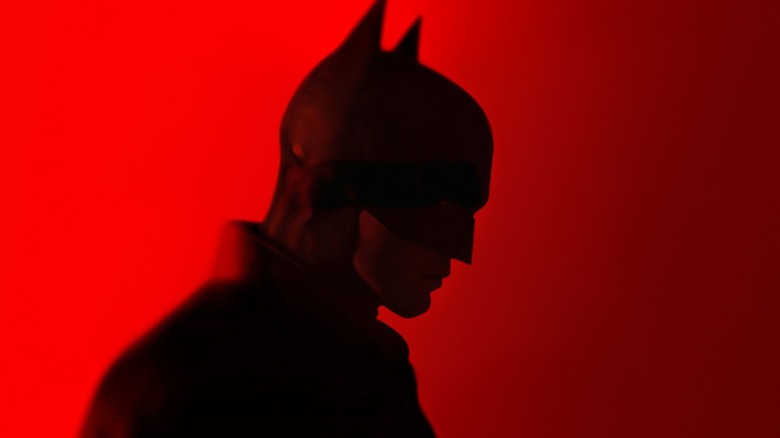 Robert Pattinson as Batman silhouetted 