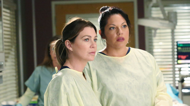 Callie and Meredith chat in Grey's Anatomy