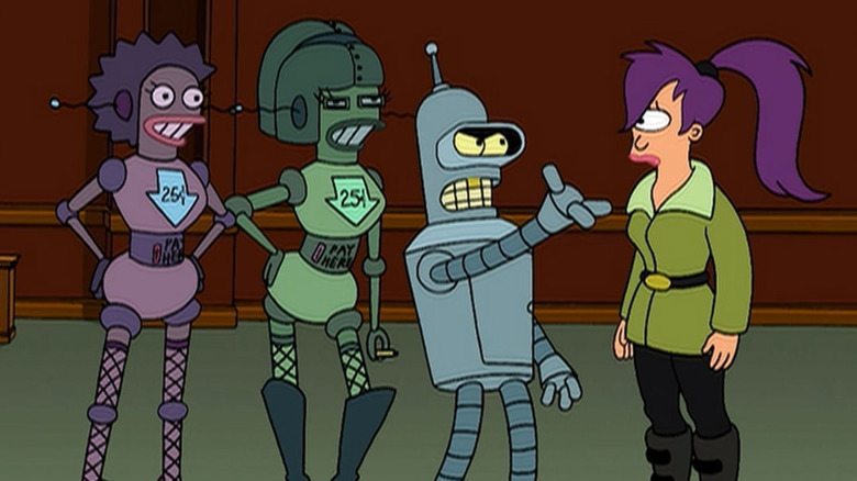 Bender talking with Leela