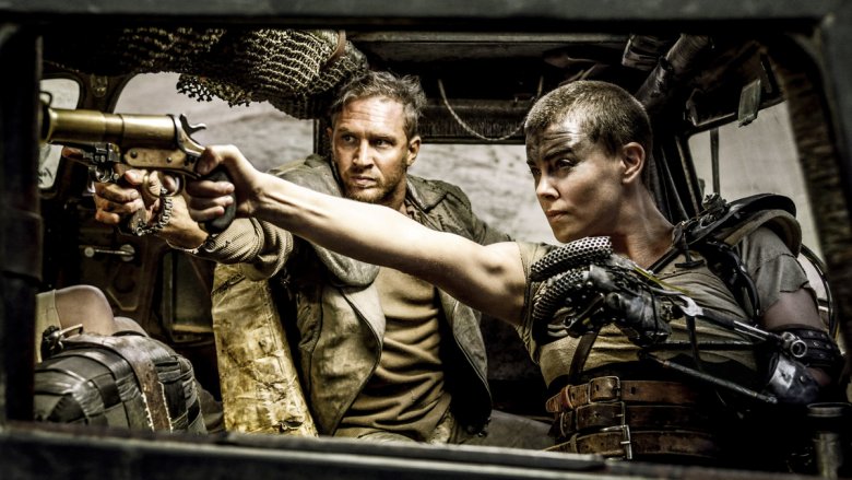 Tom Hard and Charlize Theron in Mad Max: Fury Road