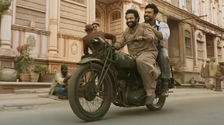 N. T. Rama Rao Jr. & Ram Charan on motorcycle