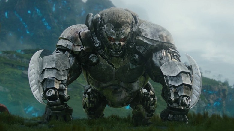 Optimus Primal walking on his knuckles