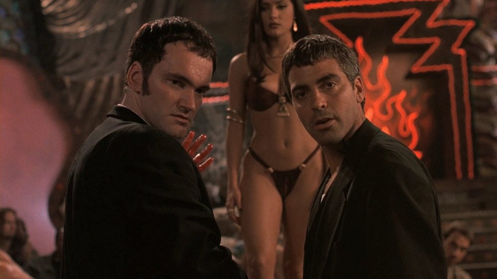 Quentin Tarantino, George Clooney, and Salma Hayek in From Dusk till Dawn