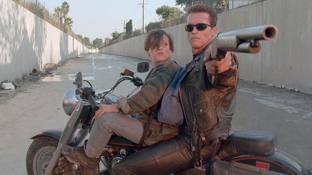 Arnold Schwarzenegger and Edward Furlong in Terminator 2: Judgment Day