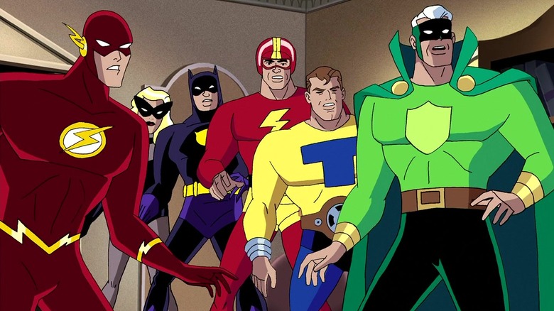 The Flash and the Justice Guild looking stunned