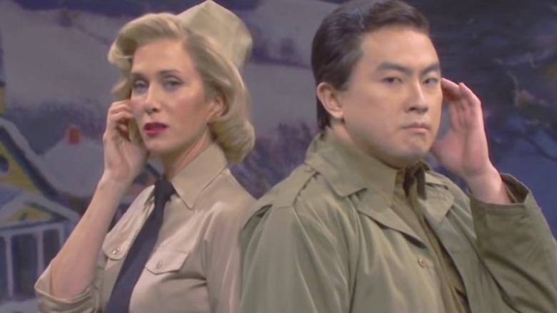 Kristen Wiig and Bowen Yang in "USO Performance" on SNL